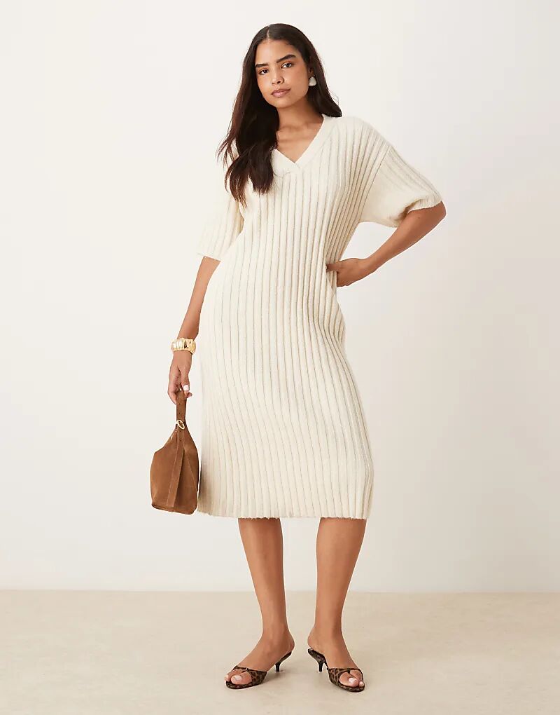 

Glamorous платье миди с V-образным вырезом цвета экрю