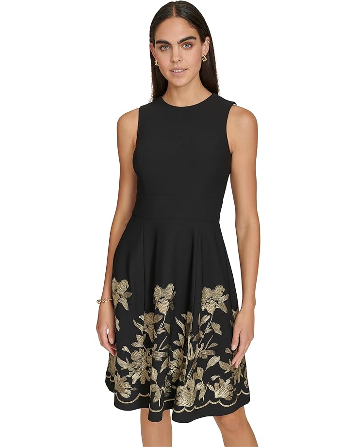 

Платье Calvin Klein Embroidered Floral Aline, цвет Black/Gold