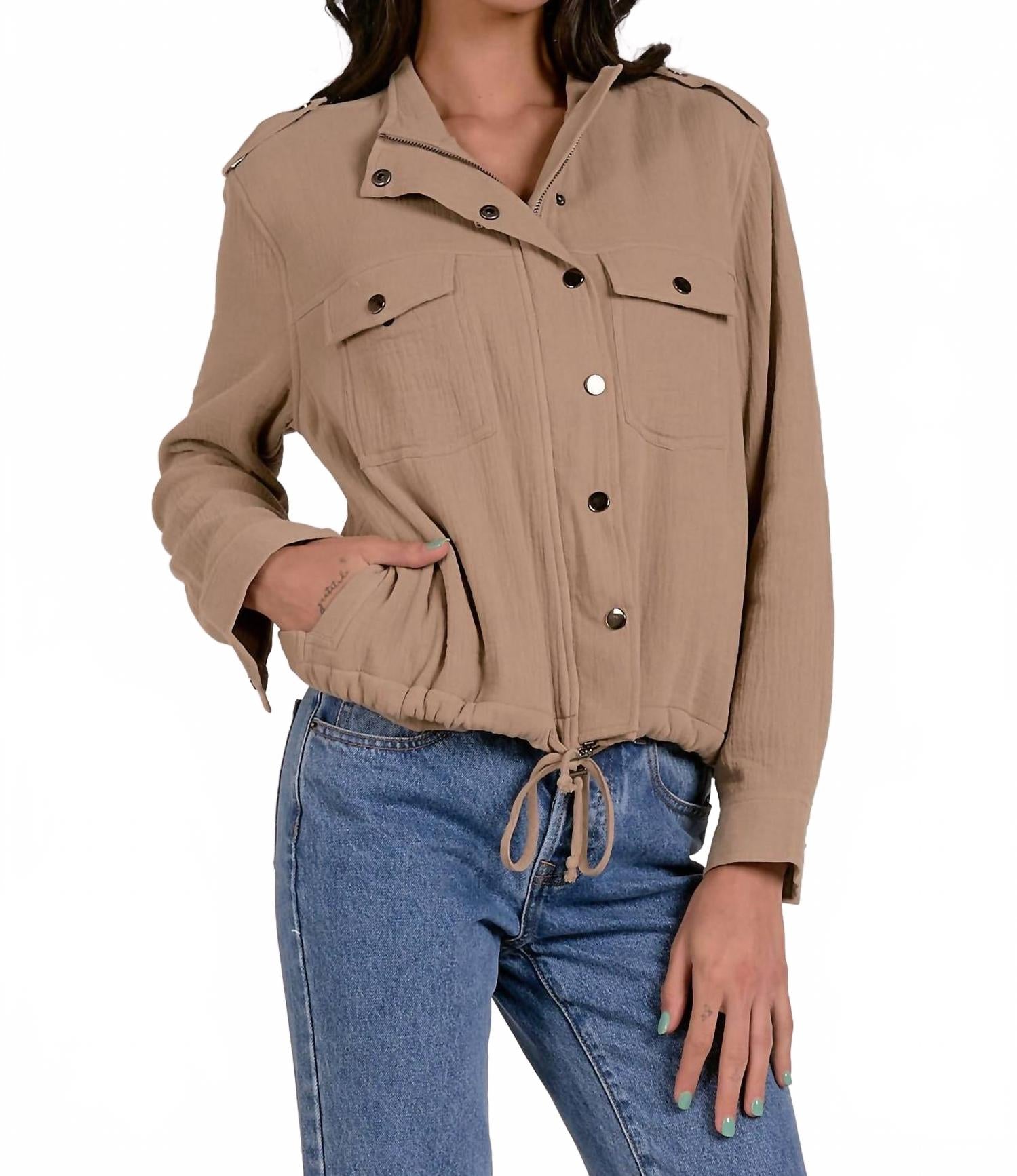 

Застегивающаяся на молнию куртка цвета хаки ELAN