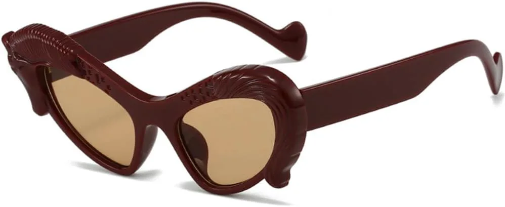 

Последние модные солнцезащитные очки «кошачий глаз» для женщин, роскошные декоративные солнцезащитные очки для вечеринок, забавные очки TYUVIVO, Red Champagne