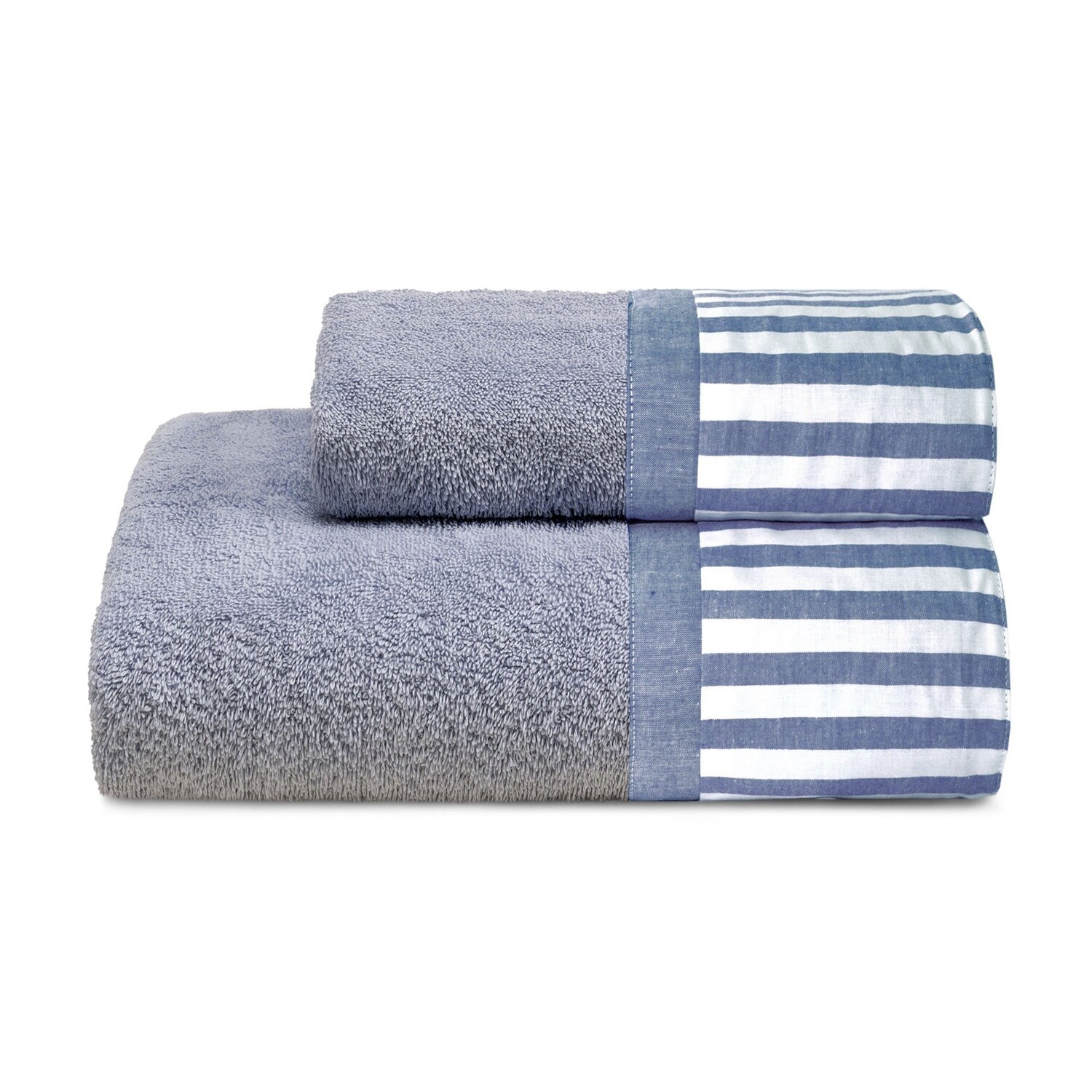 

Пара полотенец, окрашенных в пряже, с полосатым краем - Tif Lisola, цвет Polonia/Blu