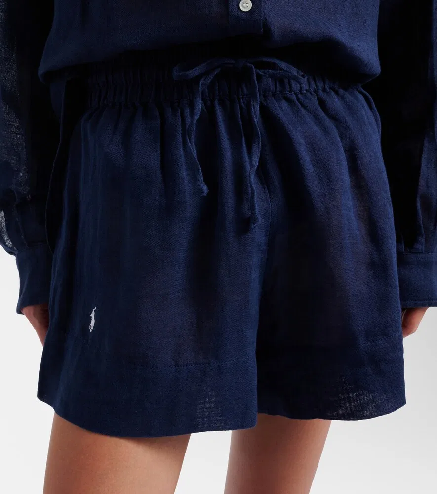 Шорты из хлопка и льна Polo Ralph Lauren, синий — фото 3