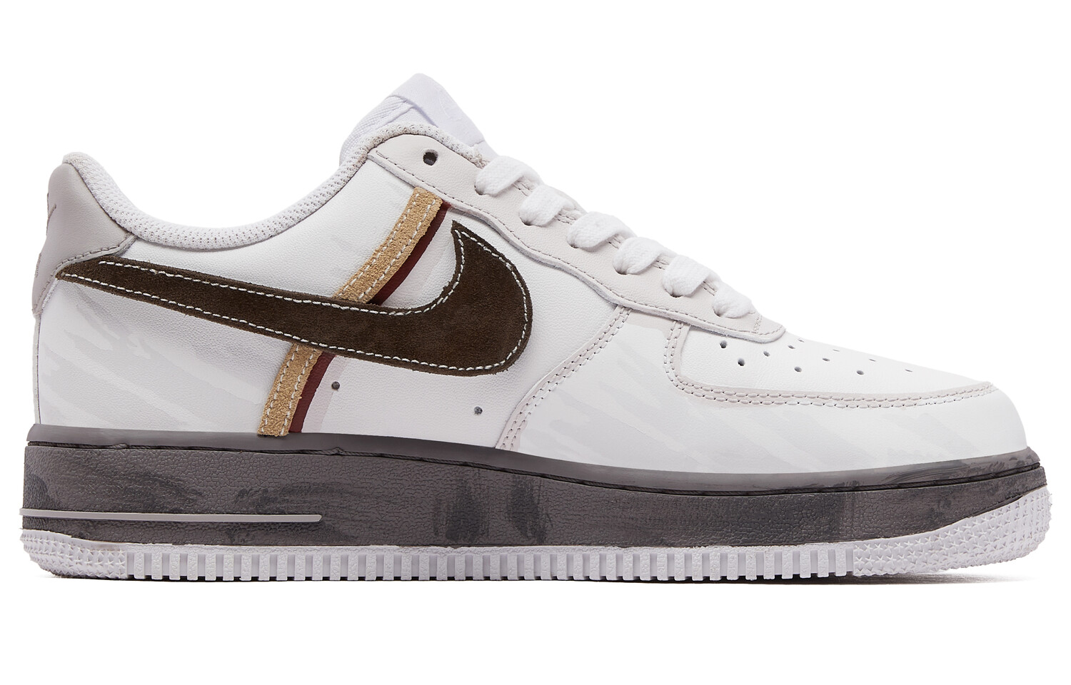 Кроссовки Nike Air Force 1 Skateboarding Shoes Unisex Low-top White/Brown, коричневый — фото 2