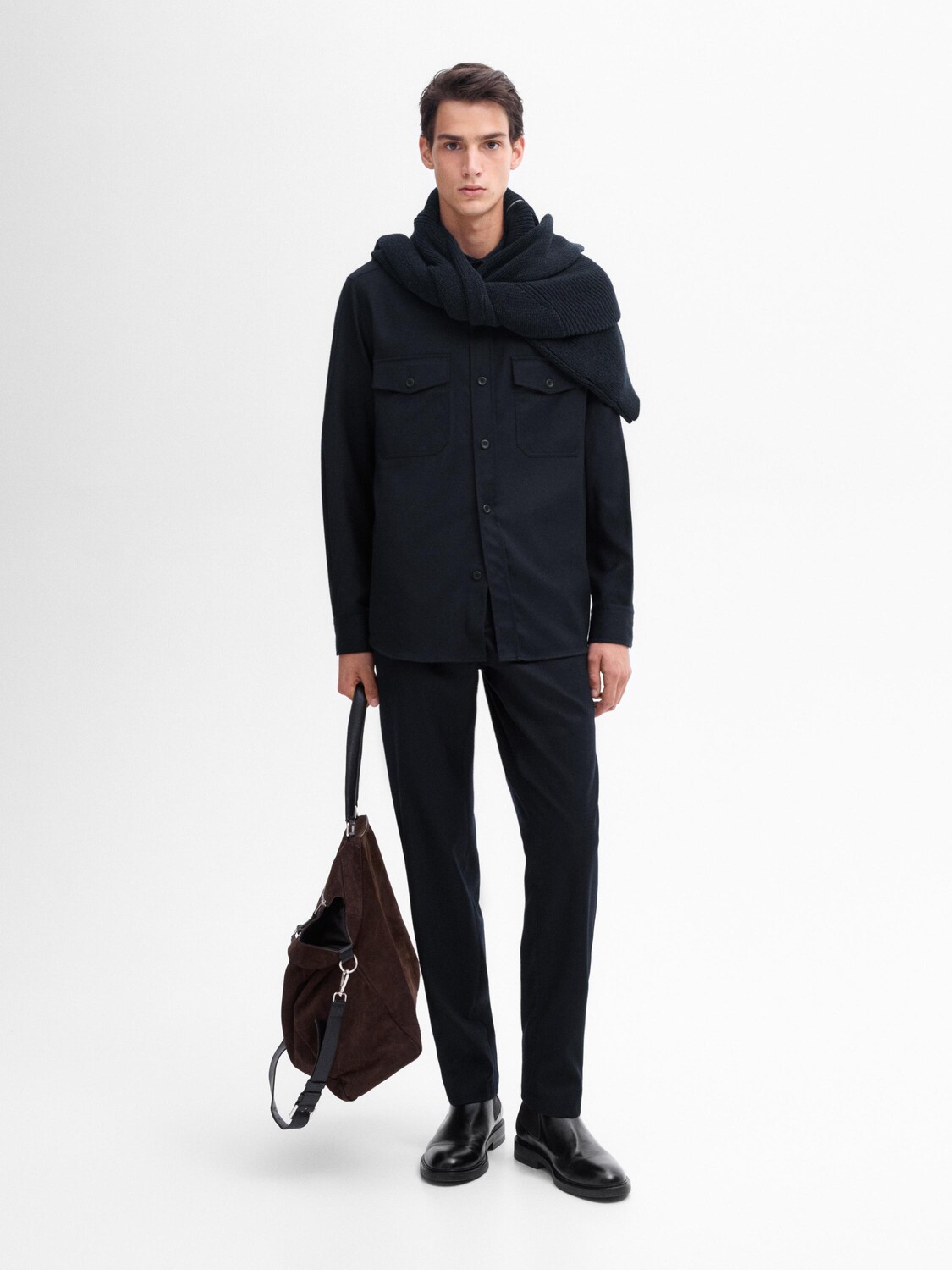 

Прямые брюки из смеси шерсти Massimo Dutti, синий