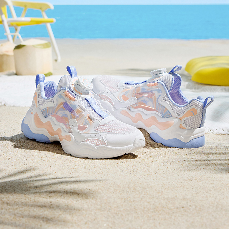 Детские кроссовки Yunyi Breathable Lightweight Cushioning Low Top с дышащей подошвой и амортизацией Antakids, белый/оранжевый — фото 3