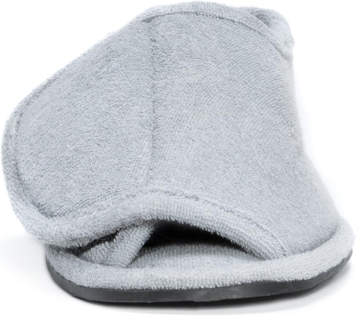 Muk LUKS Muk LUKS Мужские махровые регулируемые тапочки с открытым носком и полным покрытием стопы - темно-синие — фото 2