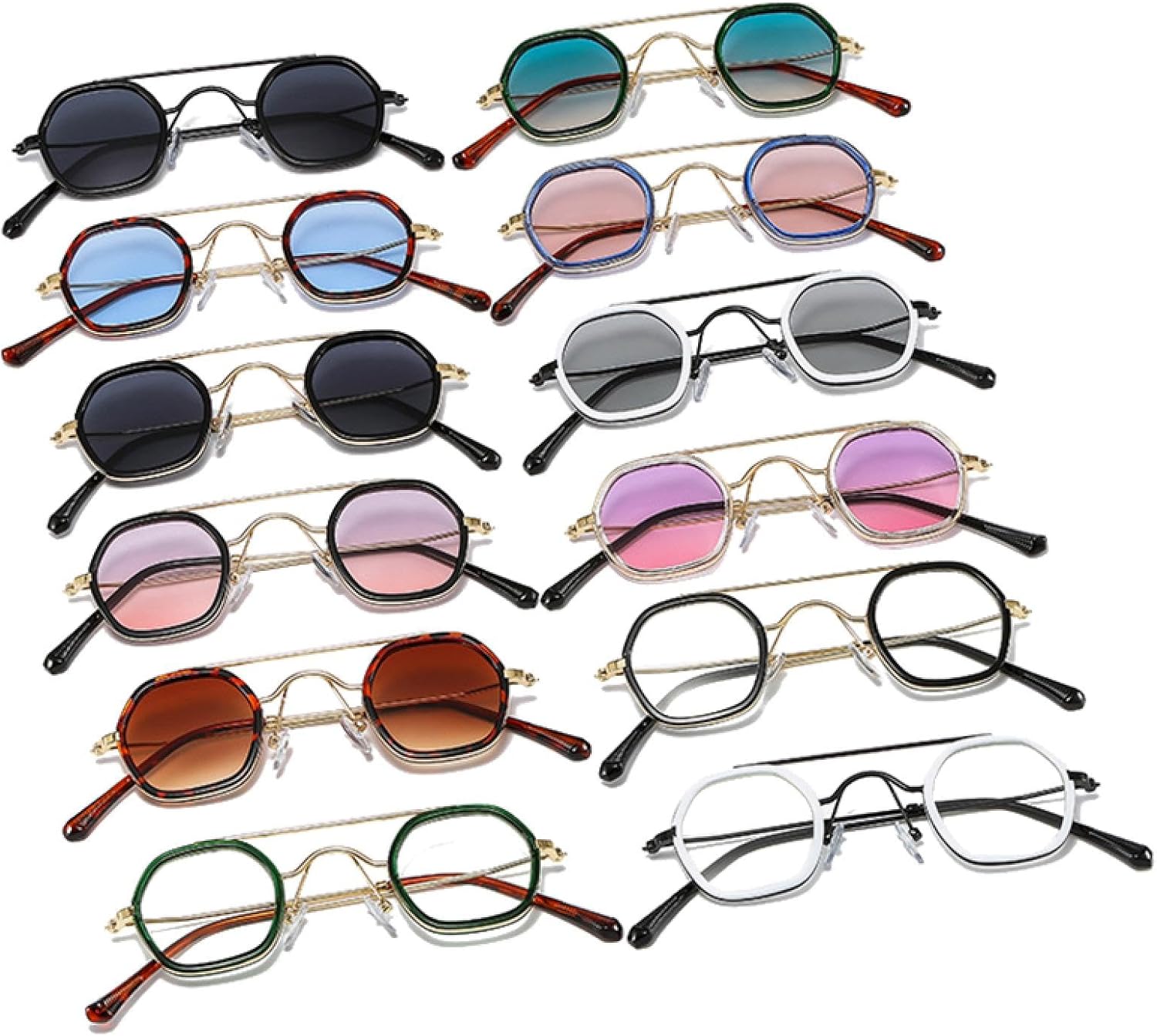 

Солнцезащитные очки с двойной перемычкой для женщин, прозрачные линзы с градиентом цвета «океан», защита от УФ-излучения UV400 для мужчин, панк-солнцезащитные очки DSVIGF, White Clear