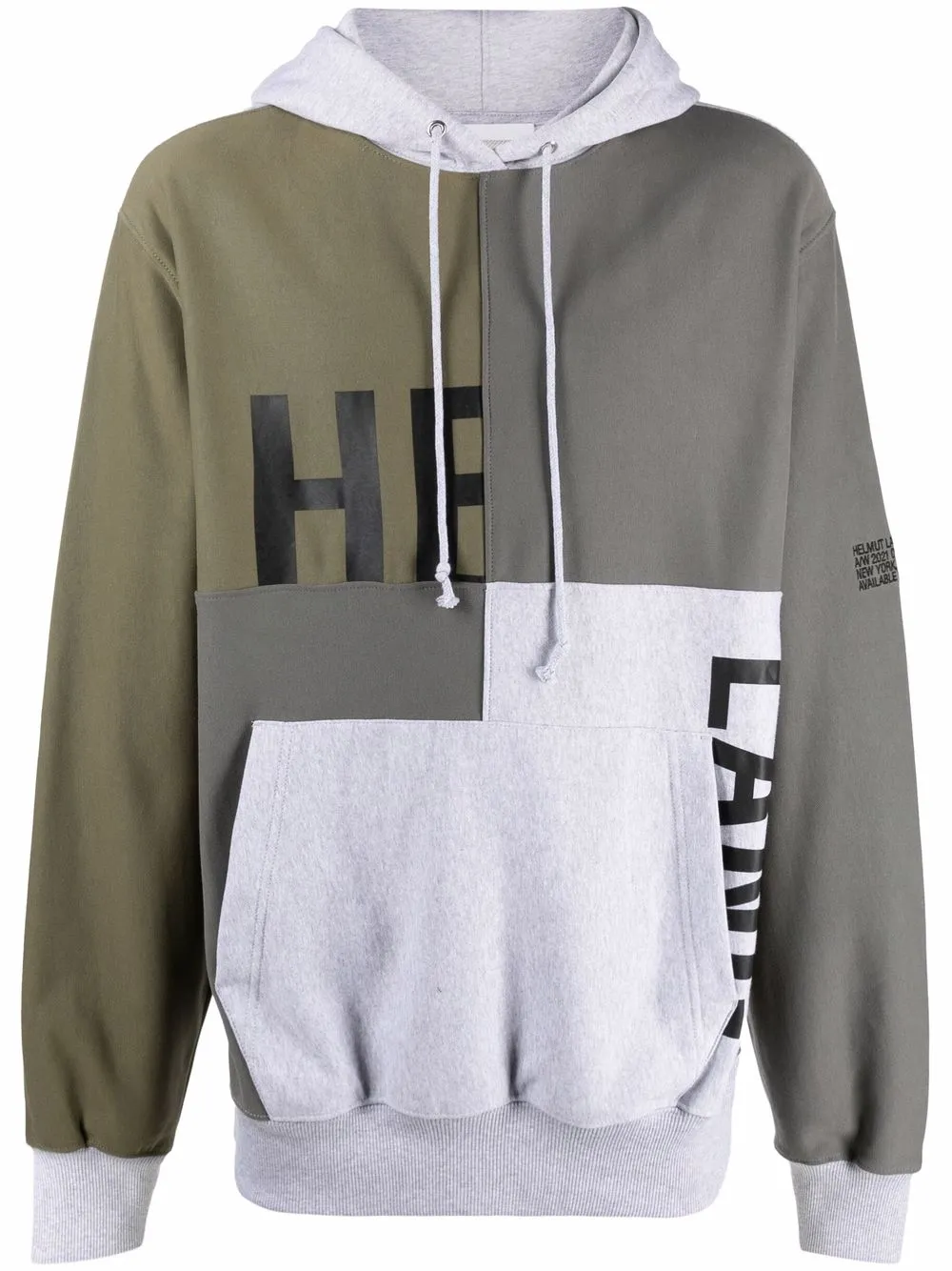 

Худи в технике пэчворк с логотипом Helmut Lang, серый