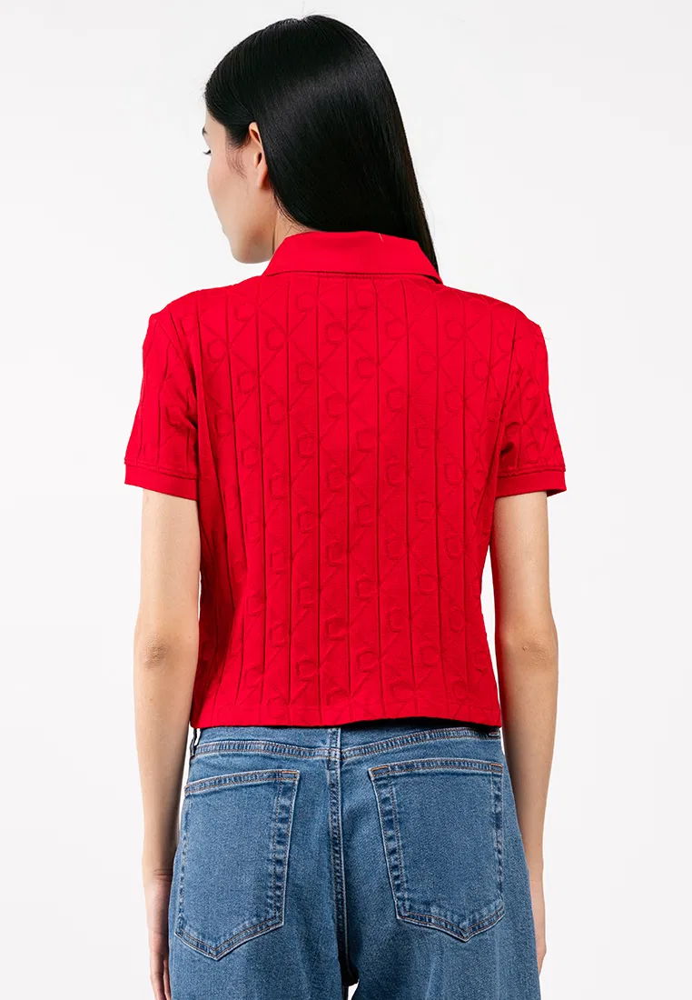 Поло, джаккард женское Calvin Klein, ягодный — фото 2
