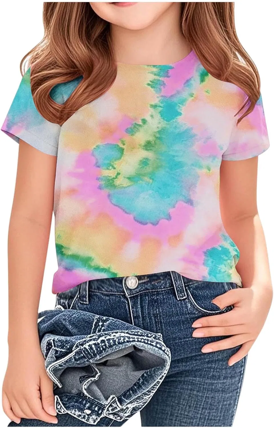 Футболка с принтом Tie Dye, Zzalalana, 3-14 лет, Pink