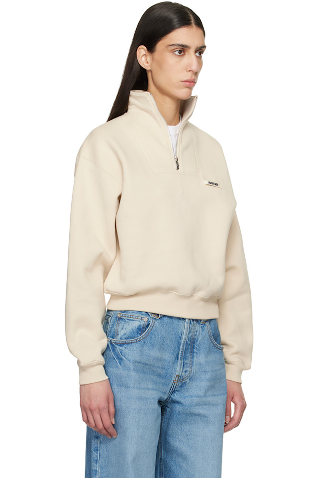 Бежевая толстовка Jacquemus с воротником-стойкой и молнией — фото 2