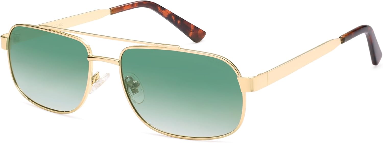 

Солнцезащитные очки-авиаторы SOJOS в стиле ретро с поляризацией для женщин и мужчин, винтажные прямоугольные солнцезащитные очки в стиле 70-х годов, модель SJ1250, Gold/Green Grading