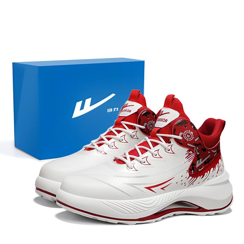 

WARRIOR Амортизирующие износостойкие баскетбольные кроссовки Mid Top для мужчин с эффектом увеличения роста, серо-черные, бежево-красные, цвет Beige/Red