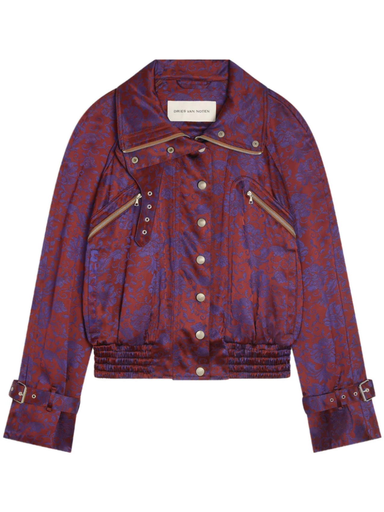 

DRIES VAN NOTEN укороченный жаккардовый жакет, красный