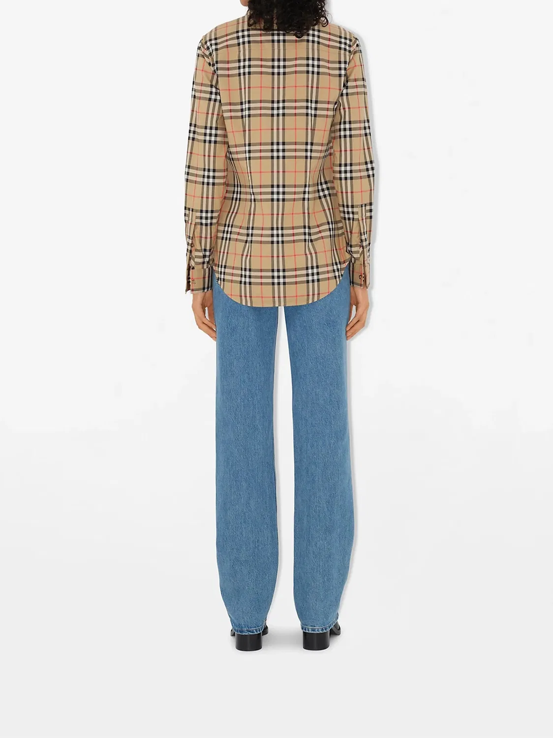 Рубашка Burberry, женская, бежевый, клетчатая — фото 3