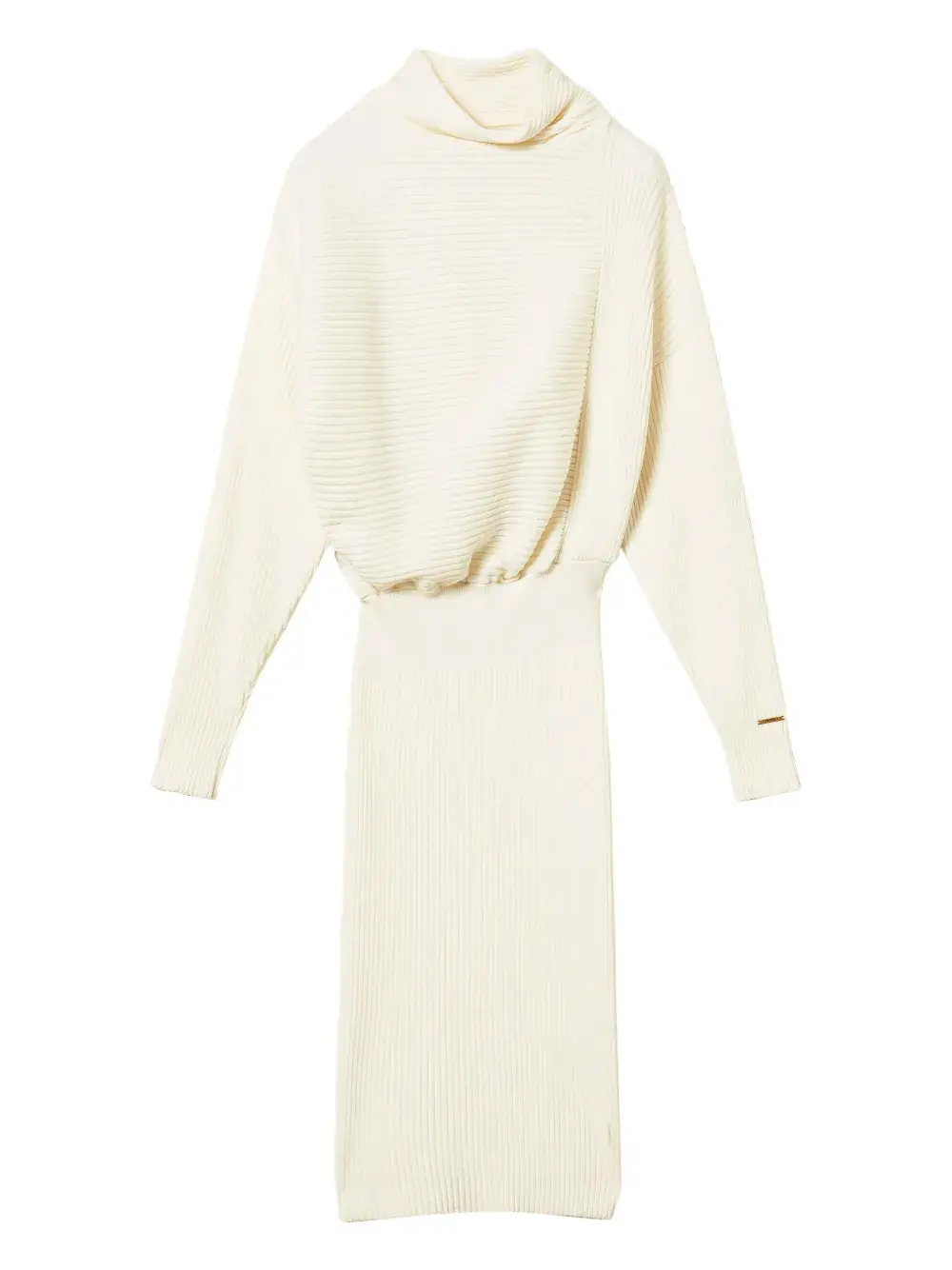 

Платье миди в рубчик с воротником-стойкой TWINSET, белый