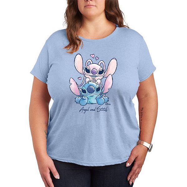 

Футболка Plus size Lilo & Stitch с принтом в виде сердец Disney, Heather Chambray Blue