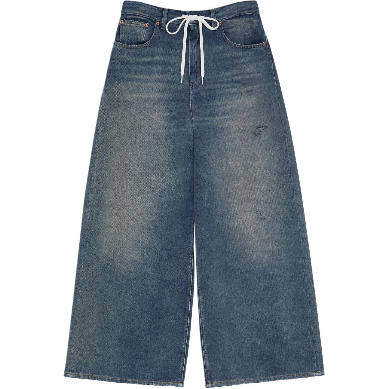 

Джинсы с широкими штанинами и завязками MM6 Maison Margiela, серо-голубой