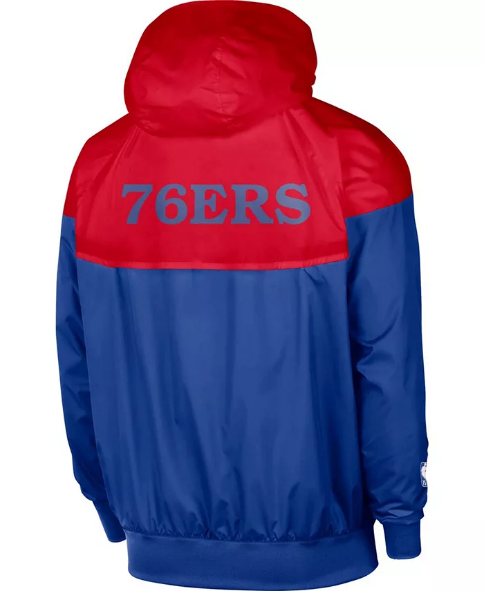 Мужская худи с молнией Courtside Windrunner Raglan Philadelphia 76ers 75th Anniversary, красного и королевского цветов Nike — фото 4