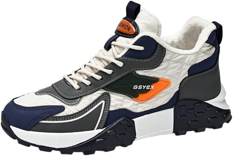 

Мужские зимние кроссовки HCHCTRY с утеплителем и плюшевой подкладкой для улицы, повседневной носки и стильной зимней обуви, белый