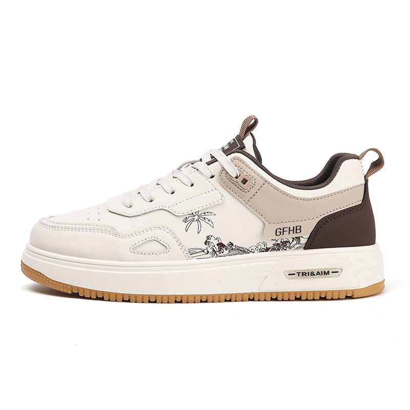 

Износостойкие и водонепроницаемые низкие повседневные кроссовки для подростков Kung Fu partners, бежевый/коричневый