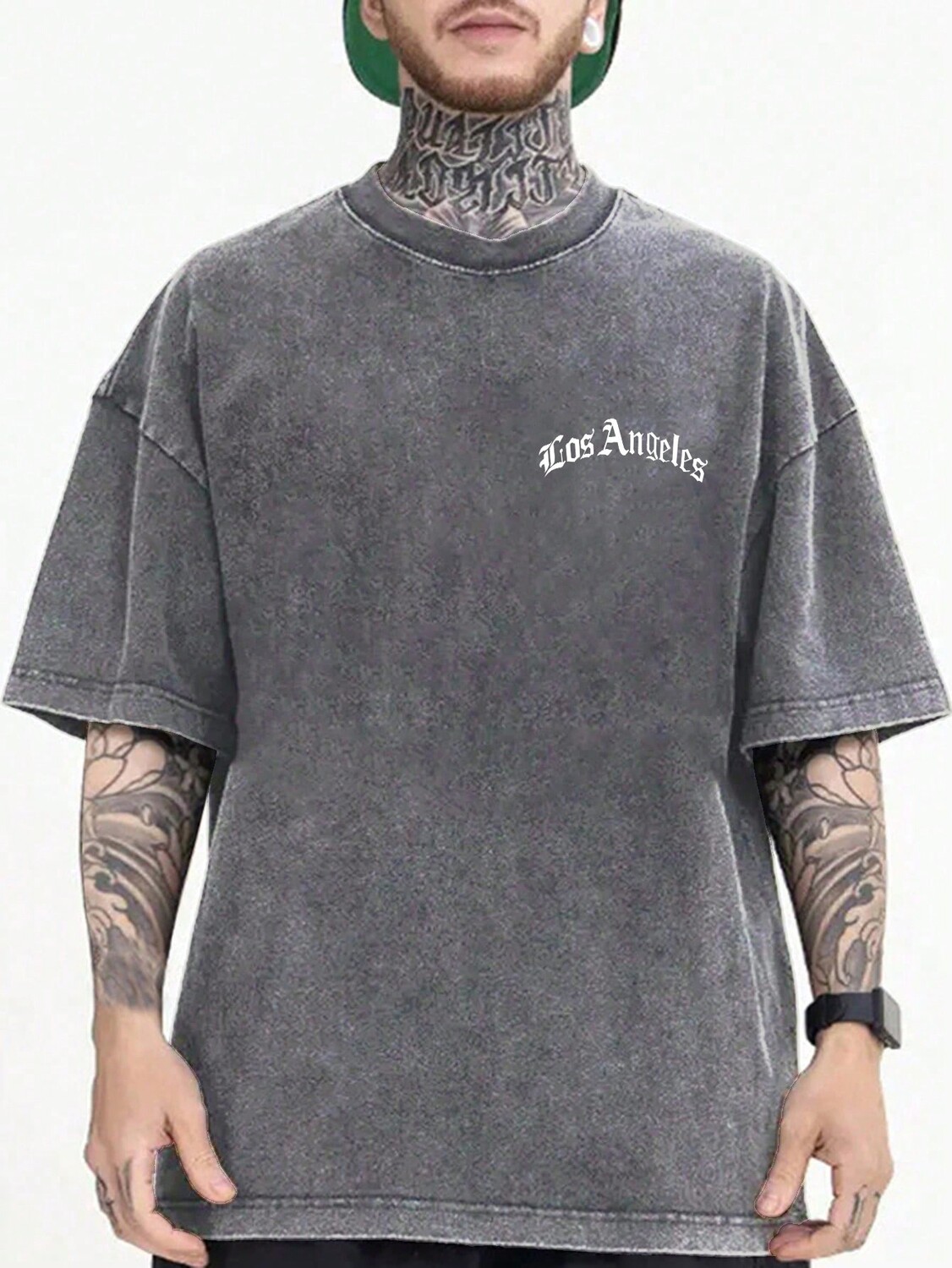 

Мужская футболка повседневного стиля с круглым вырезом, короткими рукавами и забавным буквенным принтом, светло-серый