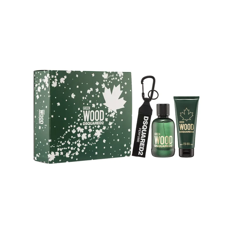 DSQUARED 2 Мужской парфюмерный набор Greenwood из 3 предметов, Perfume 100ml + Shower Gel 100ml + Keychain *1