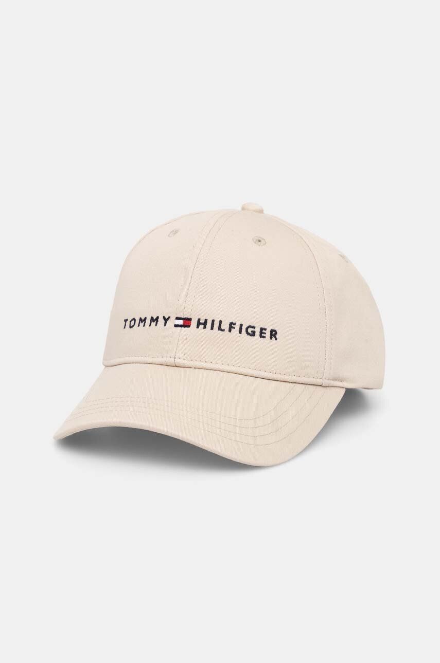 

Детская хлопковая шапка Tommy Hilfiger с козырьком, бежевый