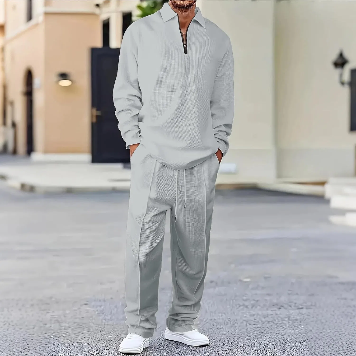 Спортивный костюм из полиэстера, 2 предмета, Light Gray — фото 3