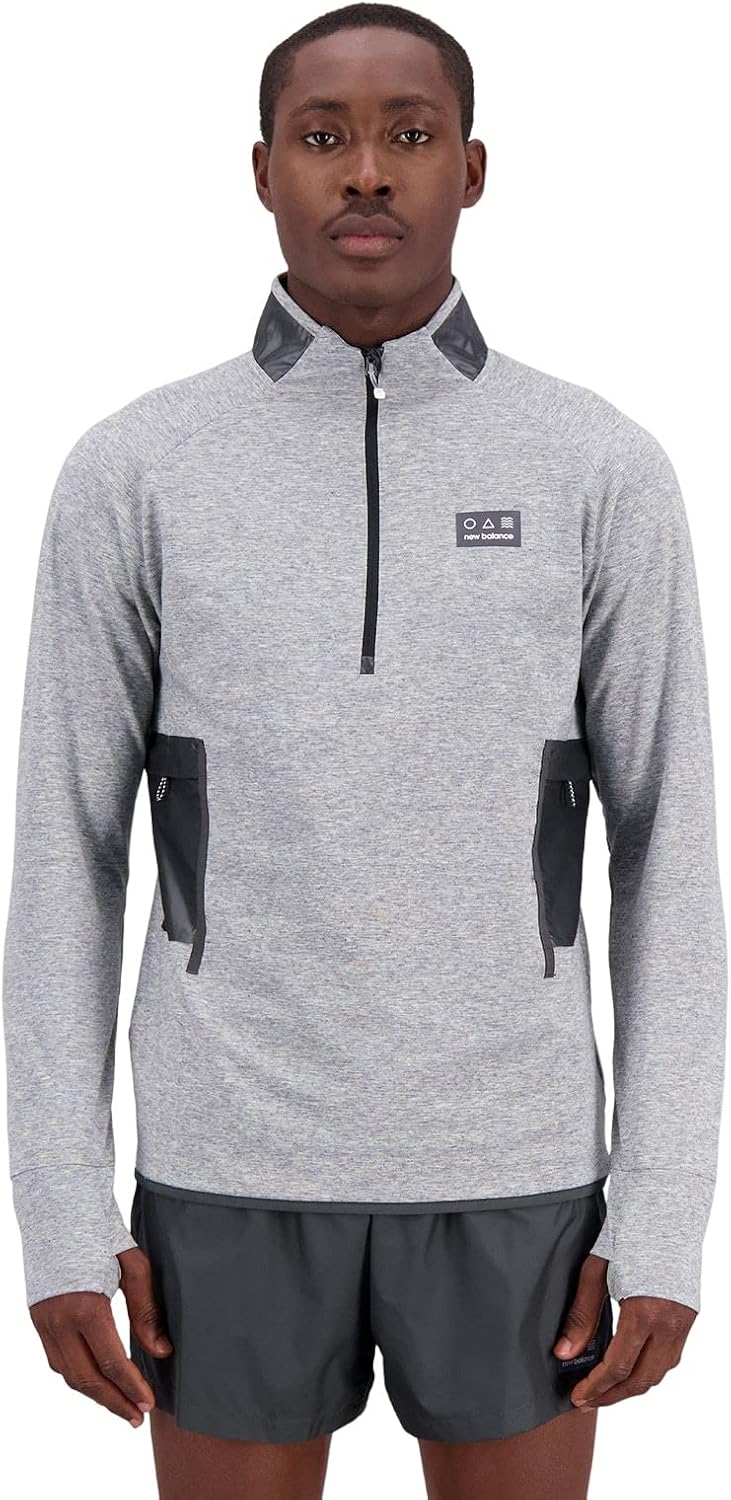 

Мужская футболка New Balance MT31273 Impact AT Spinex с застежкой-молнией до середины груди, с длинным рукавом