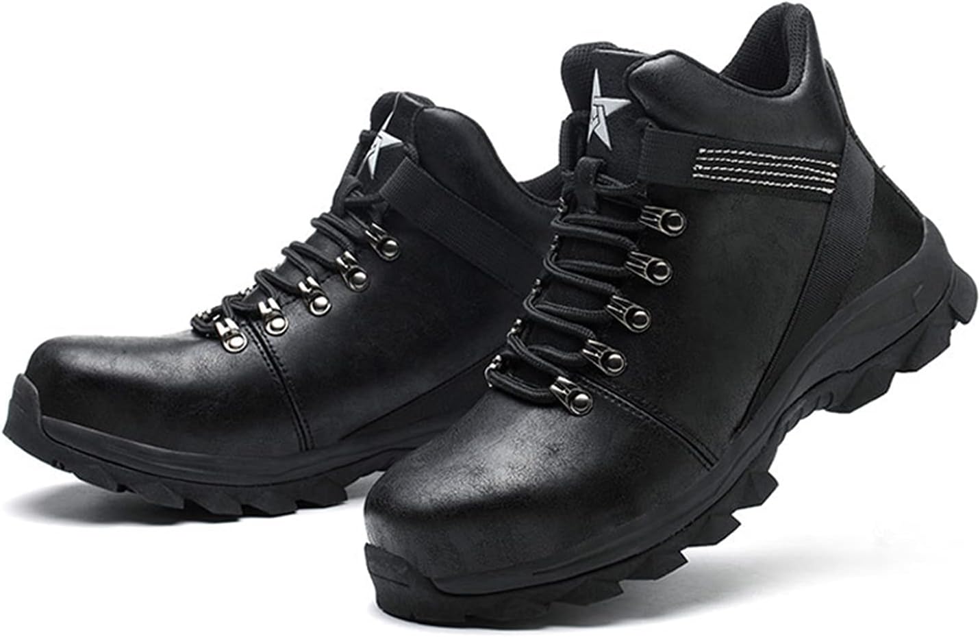 

Высокие походные ботинки, ботинки мужские с металлическим носком, водонепроницаемые и противоскользящие кожаные ботинки с высоким берцем для защиты на рабочем месте, легкая обувь на голеностоп, дышащие и удобные Rishengchang, черный