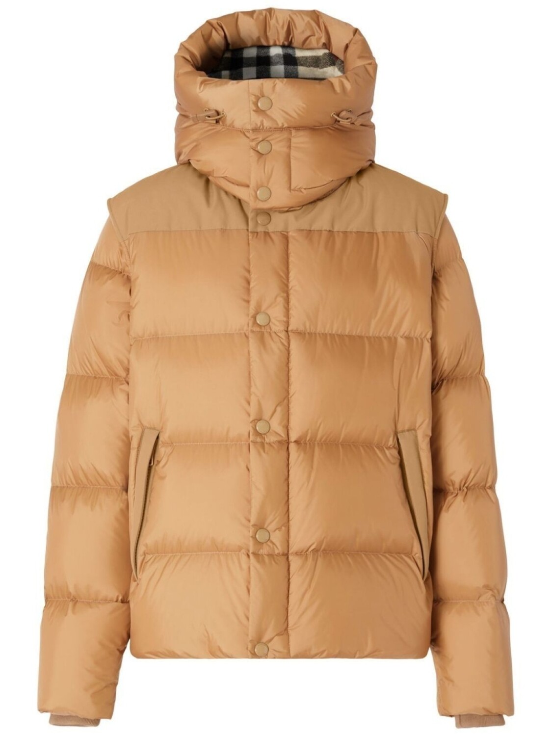 

Burberry пуховик с капюшоном и съемными рукавами, коричневый