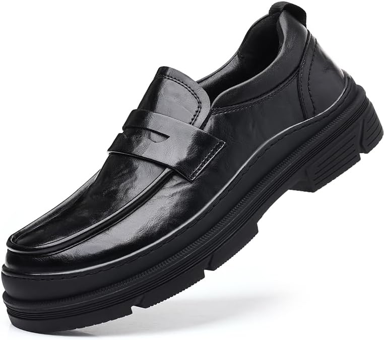 

Мужские деловые формальные кожаные туфли без шнурков с округлым носком Tgrnfhkpyy, черный