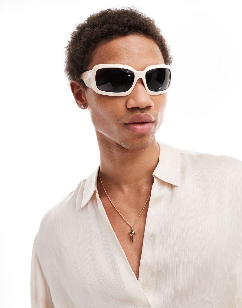 

Кремовые квадратные солнцезащитные очки ASOS DESIGN