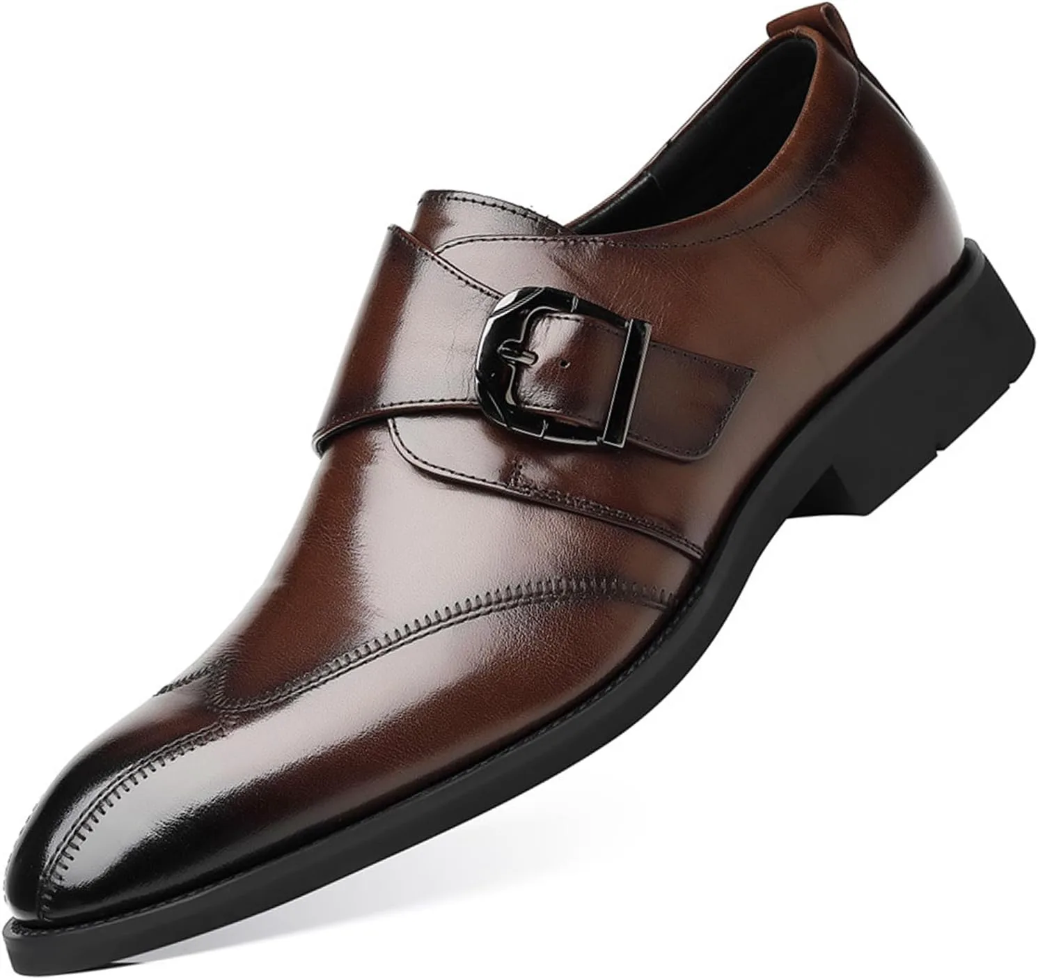 

Мужские кожаные оксфорды с монк-ремнем, классические туфли дерби с носком-кэп, модные деловые формальные туфли, дышащие свадебные туфли DirraBra, коричневый