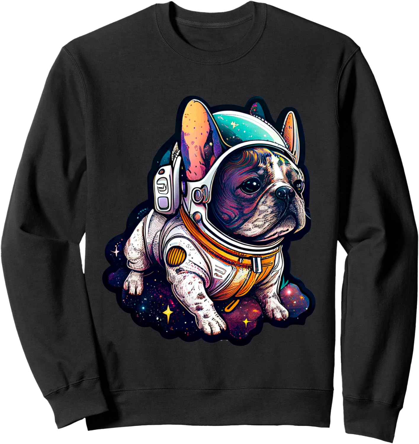 

Толстовка в стиле космического французского бульдога-космонавта Galactic French Bulldog Space Explorer, черный