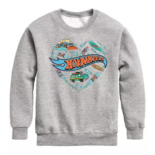 

Мальчиковый флисовый свитшот с принтом "Сердце и серфинг" 8-20 Hot Wheels, серый