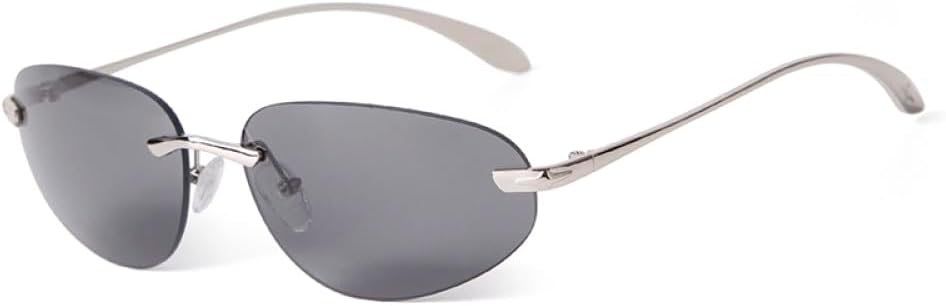 

2027 - Модные овальные солнцезащитные очки с зеркальными линзами из серебристого металла для женщин и мужчин. Стильные солнцезащитные очки без оправы для женщин MTZJH, One Color