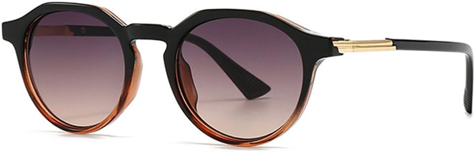 

Круглые солнцезащитные очки 2027 года для женщин с градиентным покрытием, защита от УФ-излучения UV400, ретро-очки для мужчин, модные панк-очки MTZJH, Black Tea Grey Tea