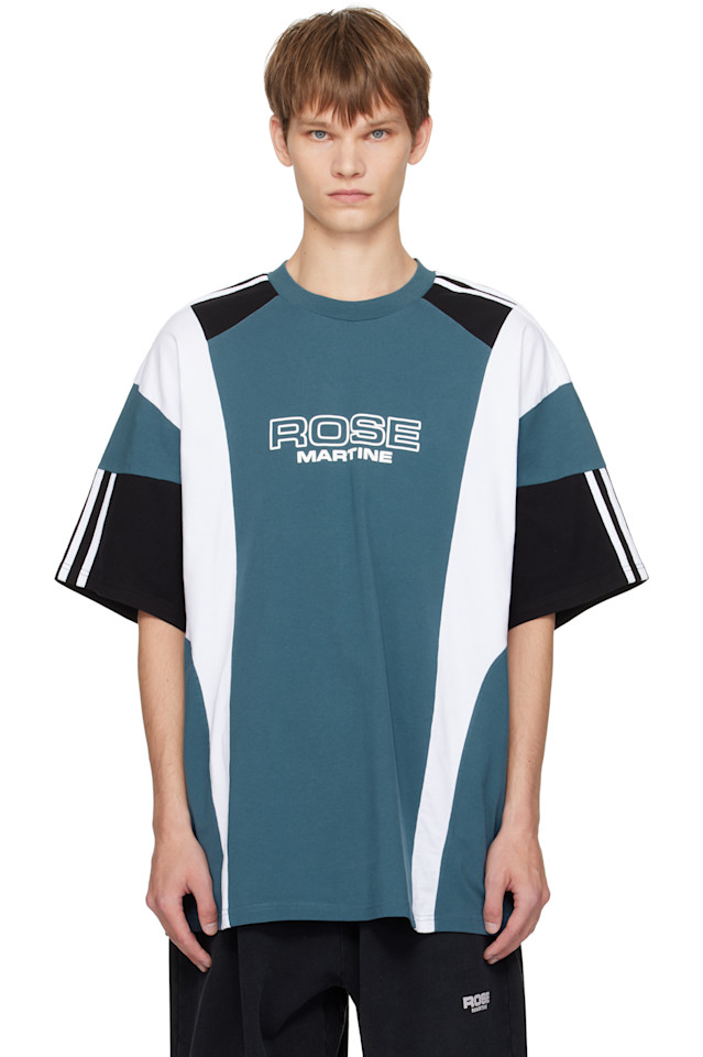 

Martine Rose Синяя свободная футболка с вставками