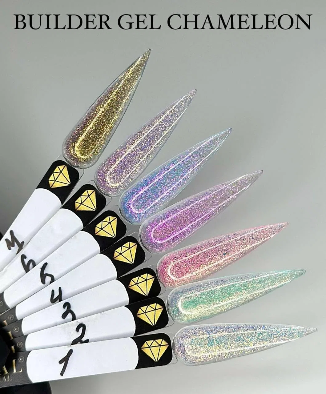 Строительный гель Builder Gel 30 мл с глиттером и эффектом хамелеона Crystal Professional, Purple Glitter 006 — фото 2