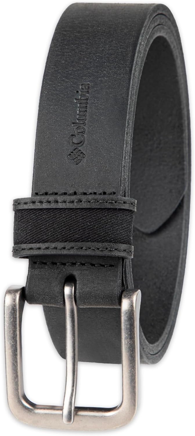 

Columbia мужской повседневный кожаный ремень - для джинсов, чинос и ежедневной носки, Black Canvas Logo