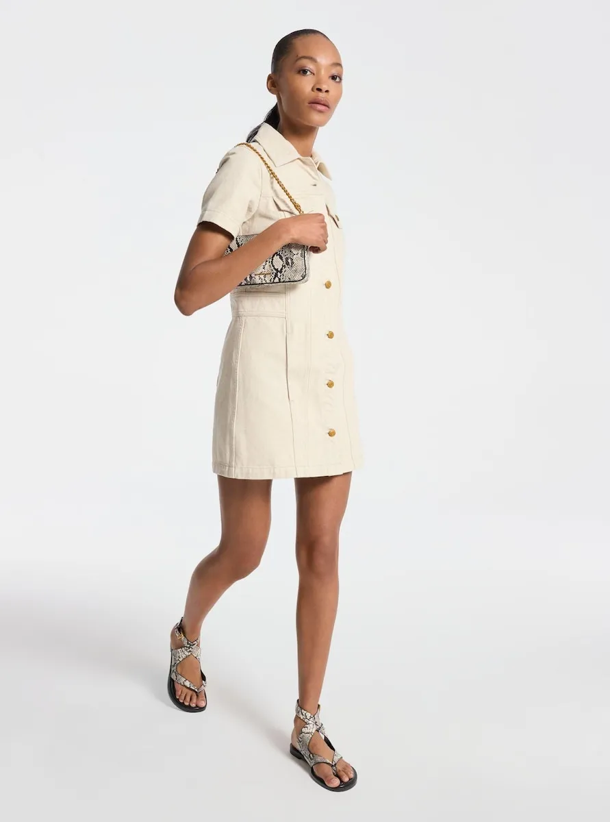 

Короткий рукав, хлопковый джинсовый сарафан Michael Michael Kors, кремовый