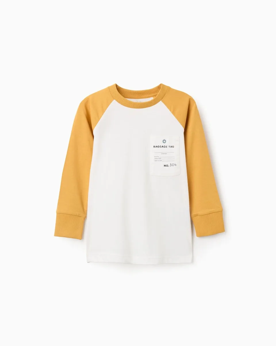 

Детская футболка 100% хлопок с вышивкой Zippy, белый/желтый