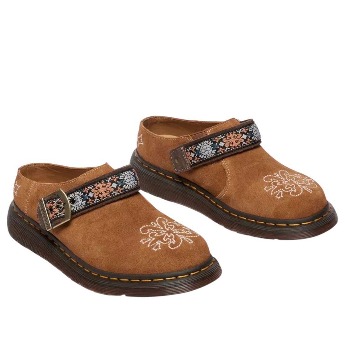 Мюли Dr. Martens Isham из замши и жаккарда, цвет «Натуральный загар» — фото 4