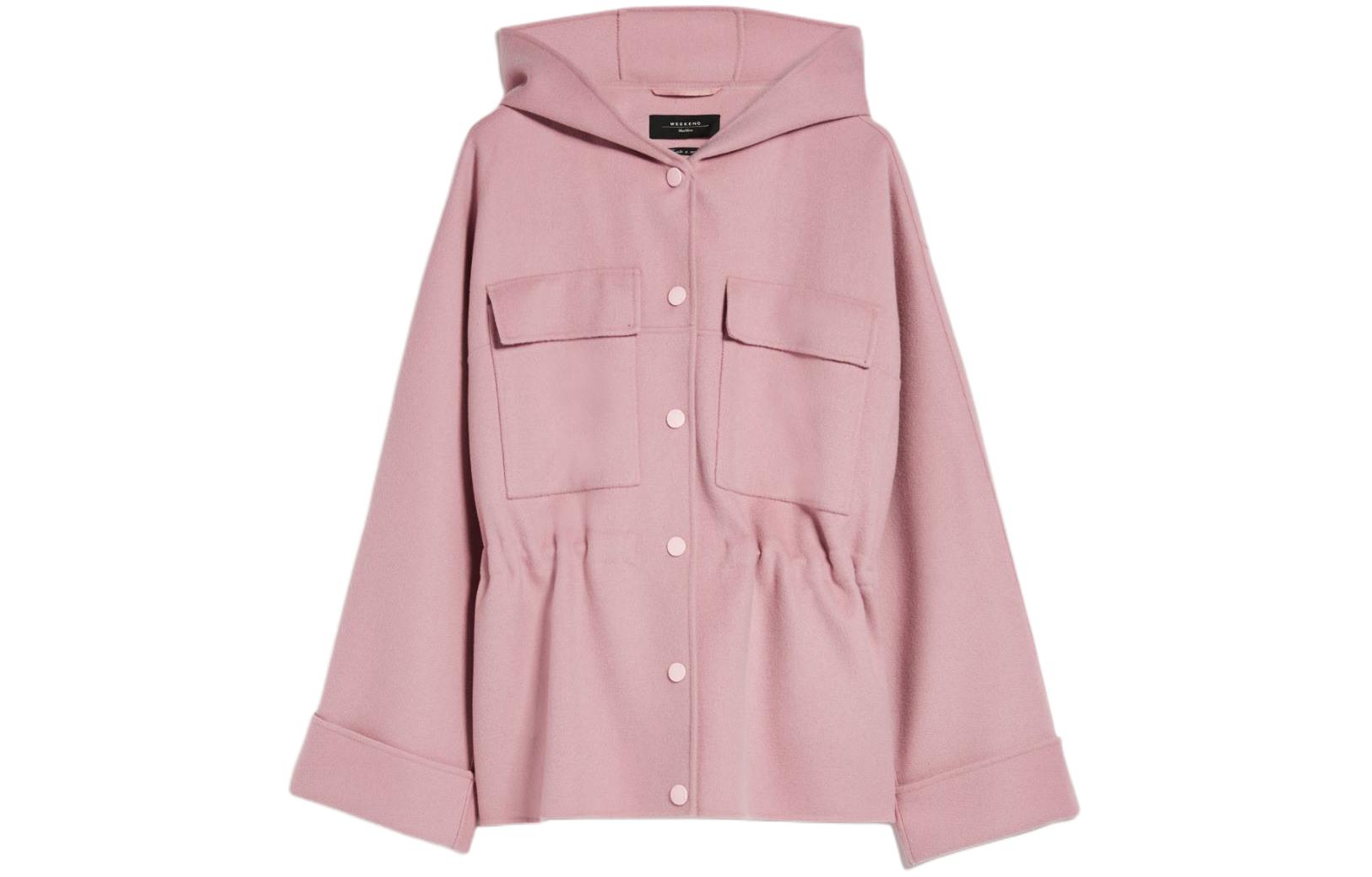 

WEEKEND MaxMara Розовое женское худи парка из шерсти, Pink