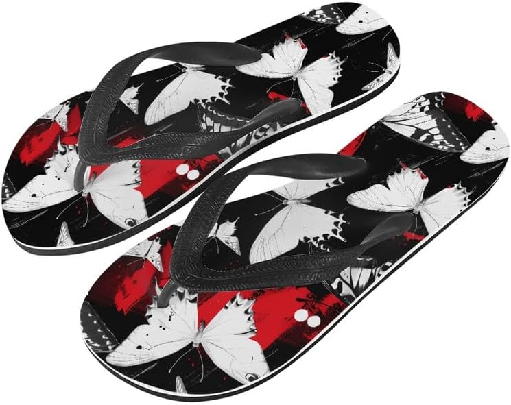 

Сандалии-вьетнамки Semiouray для женщин, геометрический принт, закат, бабочка, обувь для путешествий, удобные тапочки Lotus, сандалии-вьетнамки, белый/красный