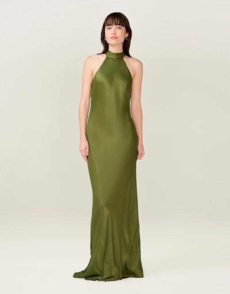 

Платье Omnes Dresses milos maxi с вырезом халтер зеленого цвета и бантом сзади зеленого цвета