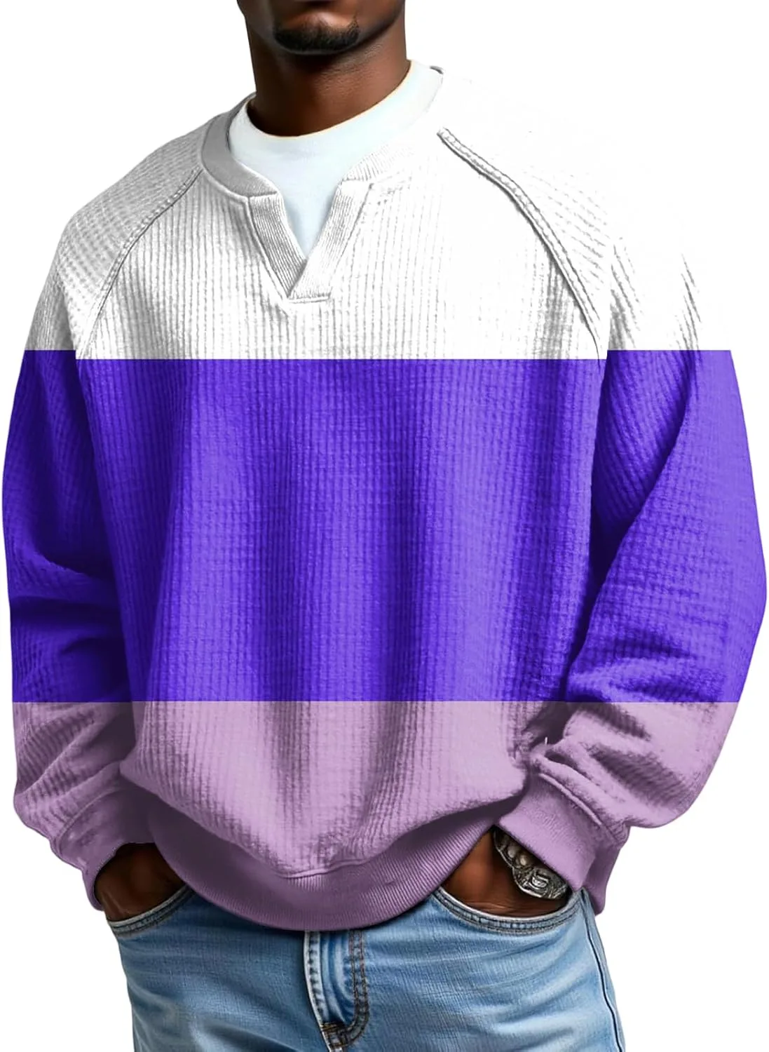 

Мужская футболка с V-образным вырезом и длинным рукавом, поло, Plus Size