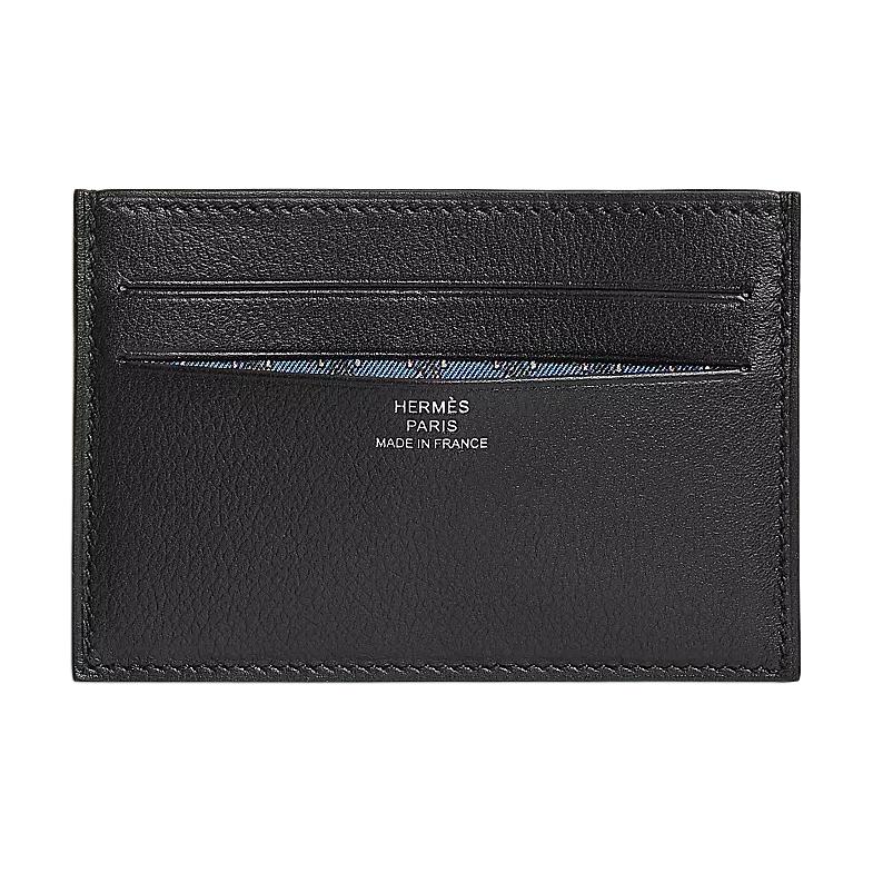 

HERMES Женский картхолдер из телячьей кожи твилл, Black & Blue